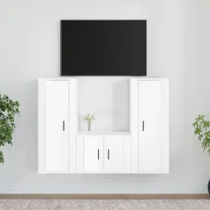 Berkfield 3 Piece TV Cabinet Set High Gloss White Engineered Wood