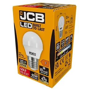 JCB LED Golf 470lm Opal 4.9w Light Bulb E27 3000K White (Pack of 2)