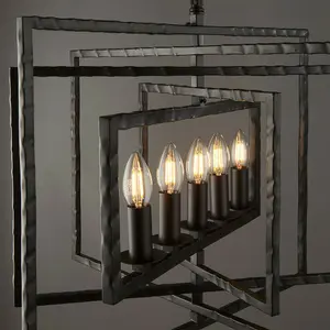 Multi Light Ceiling Pendant 5 Bulb Aged Steel Metal Frame Candelabra Lamp Holder