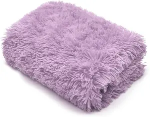 Teddy Fur Throw Blanket With Reversible Plain Sherpa Teddy Fleece Luxury Fluffy Fur Throw Blanket