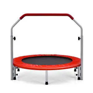 Costway Foldable Jumping Fitness Trampoline Exercise Rebounder W/ 4-Level Adjustable Handle