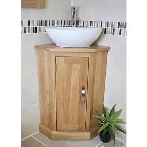 Ledbury Free-standing Corner Vanity Unit with ceramic basin & tap.