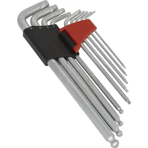 9 Piece Lock-On Ball-End Hex Key Set - 1.5mm to 10mm Size - 88mm to 225mm Length