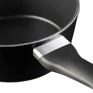 MasterChef 525507 Essential Non-Stick Stainless Steel Sauce Pan With Glass Lid 20cm