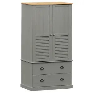 Wardrobe VIGO Grey 90x55x176 cm Solid Wood Pine