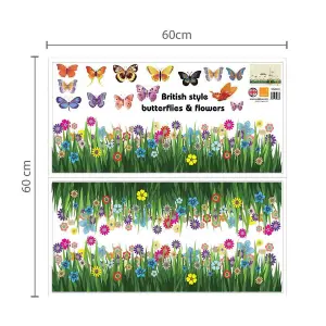 Colourful Window with Animals and Butterfly Grass 3D Butterflies Stock Clearance Wall Decor Art