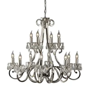 Luminosa Oksana 12 Light Chandelier Polished Nickel Plate Finish, E14