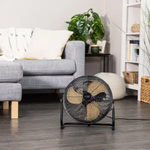 Russell Hobbs Ground Floor Fan 12 inch Black Scandi RHGF1221WDB