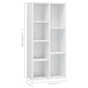 Berkfield Book Cabinet High Gloss White 50x25x106 cm Engineered Wood