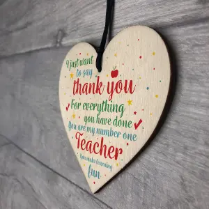 Red Ocean Handmade Wooden Hanging Plaque Thank You Gift For Teacher Leaving Nursery Keepsake Present