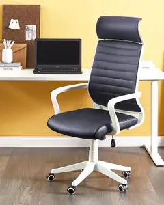 Office Chair Faux Leather Black LEADER