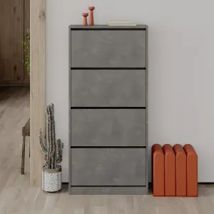 Decortie Modern Shoe Cabinet with 4 Compartment Retro Grey154.5cm