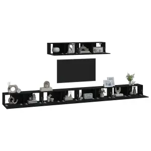 Berkfield 4 Piece TV Cabinet Set Black Engineered Wood