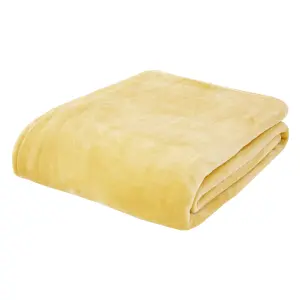 Catherine Lansfield Raschel Velvet Touch 130x170cm Blanket Throw Ochre