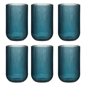 Chanyia Drinking Glass Set (Set of 6) Blue / 13" H