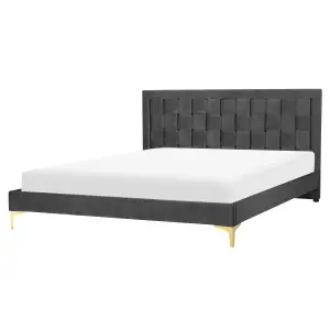 Velvet EU King Size Bed Black LIMOUX