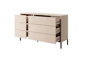 Dast Chest of Drawers - Spacious and Sleek Wooden Dresser with Push-To-Open System (W)1370mm (H)810mm (D)400mm - Beige