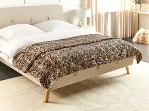 Bedspread KUDELI Faux Fur 200 x 220 cm Brown