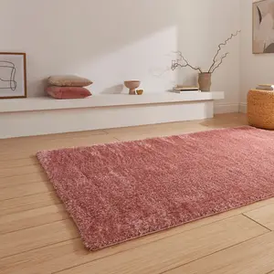 Cream Plain Shaggy 45mm Thick Stain-Resistant Rug For Bedroom, & Dining Room, Easy to Clean Modern Rug-120cm X 170cm