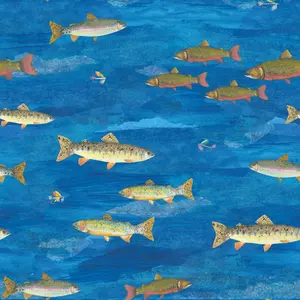 Angling in the Stream Pattern I by Courtney Prahl - Wrapped Canvas Painting Print 76cm H x 76cm W x 3.8cm D