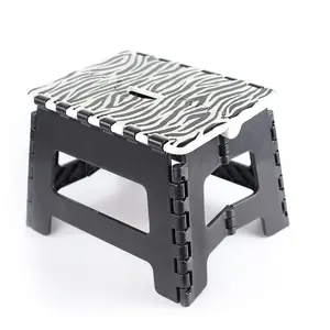 Dekton Folding Step Stool 150kg Max Anti Slip Home Workplace Aid Ladder Portable - 32cm Zebra