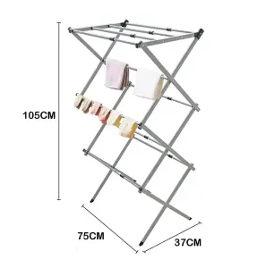 7.5M Expandable Foldable Clothes Dryer Laundry Airer with 11 Thickened Poles Space Saving Indoor Outdoor Horse