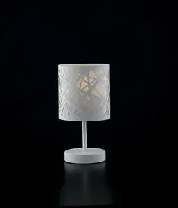 Luminosa BATIK Table Lamp with Round Shade White 13x19cm