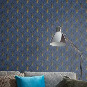 Erismann Luxury AvantGarde Vinyl Wallpaper in Blue