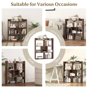 Costway 7 Cubes Open-back Bookshelf Home Storage Display Shelf Wooden Bookcase