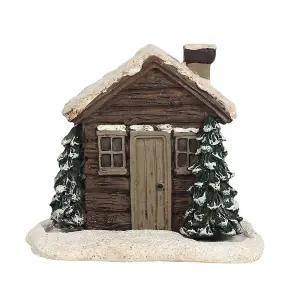 Something Different Log Cabin Incense Cone Holder Brown/White/Green (One Size)