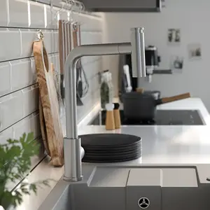 Quadron Meryl Steel pull out kitchen tap with spray function