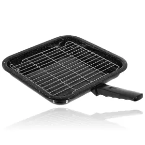 SPARES2GO Small Grill Pan UNIVERSAL Rack Detachable Handle for Oven Grill 285 x 275 mm