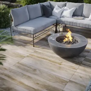 Glade Matt Oak Wood Effect Porcelain Outdoor Tile - Pack of 30, 10.85m² - (L)300x(W)1205mm