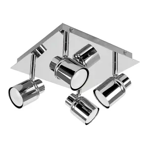 ValueLights Benton Modern 4 Way Silver Straight Bar Ceiling Light Spotlight