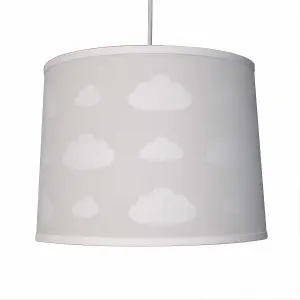 First Choice Lighting Set of 2 Clouds Light Grey Easy Fit Fabric Pendant Shade