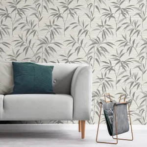 Crown Fusion Leaf Soft Grey Wallpaper M1771