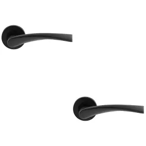 2 PACK - PAIR Twisted Angular Design Handle on Round Rose Concealed Fix Matt Black