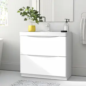 Stanhope 900mm Single Bathroom Vanity with Semi-Recessed Resin Basin Gloss White