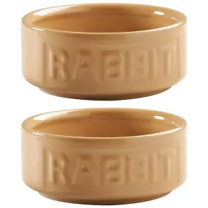 Set of 2 Cane Lettered Rabbit Bowl 13cm