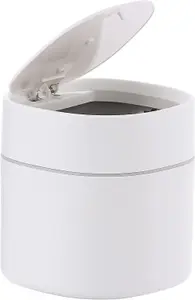 Countertop Waste Bin - 800ml Mini White Worktop Tabletop Desktop Bin for Tea Bags & Pods