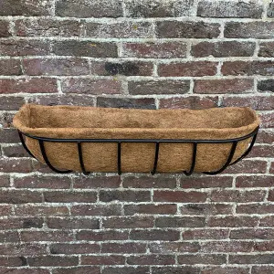 Manor Garden Black Metal Wall Basket Manger Trough Planter (75cm)