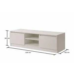 Modern TV Unit 120cm Media Cabinet 2 Doors + Shelf White Turin