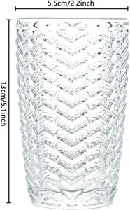 simpa 380ml Chevron Arrow Highball Drinking Glasses, Set of 6