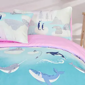 Smart Living Luxury Soft & Reversible Winter Wonderland Arctic Animals Duvet with Pillowcase