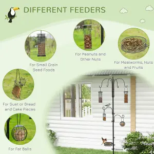 Pawhut Bird Feeding Station Kit Wild Bird Feeder Pole w/ 6 Hooks 4 Prong Bases