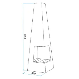 45x150cm Black Steel Chiminea Wood Burner - Stylish Outdoor Fire Pit Heater