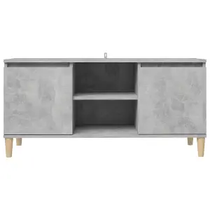 vidaXL TV Cabinet with Solid Wood Legs Concrete Grey 103.5x35x50 cm