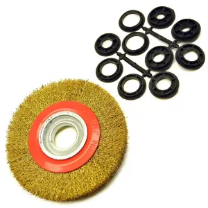 Steel Wire Wheel / Brush with shaft adapters for 6" and 8" Bench Grinders