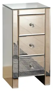 GFW Mirrored 3 Drawer Slim Chest Clear