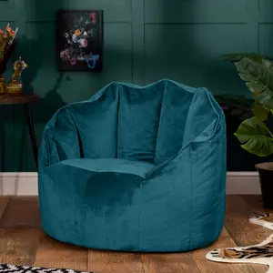 icon Sirena Scallop Chair Bean Bag Teal Green Velvet Bean Bags